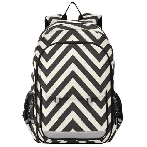 Sac à dos noir et beige Mnsruu pour école, ordinateur et voyage