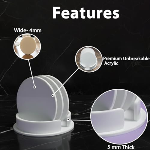 Image of Unbreakable Acrylic Coaster Set - Set of 6 Coasters for Gaming Tables, Office Use, and Study Table Decor - Stylish and Durable Drink Coasters to Protect Surfaces (White)
