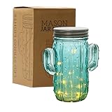Tipsy Umbrella Cactus Shaped Mason Jar Light - Cactus Decor / Cactus Room Decor /Cactus Lamp...