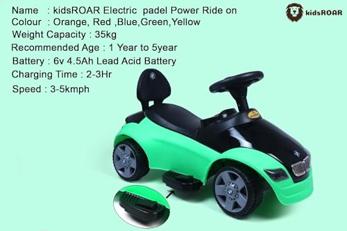 kidsROAR Kids car Battery Operated with USB & Bluetooth Support Music System | Electric Car for Kids Foot Accelerator | Without Remote Control | for 1 Year to 5 Year Kids | Best Gifting Item (Green) - Image 6