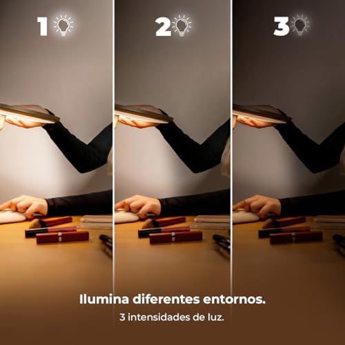 Espejo de maquillaje redondo portátil con 3 intensidades de luz tipo C 6