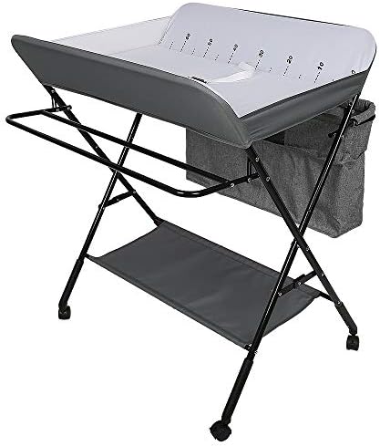 Table A Langer Pliante RELOVE Pliante Avec Panier De Rangement à Côté Structure En Fer Charge Max 25KG Pour Nouveaux-Nés Design Ergonomique, Pliable Et Portable - 80 X 66 X Table à Langer