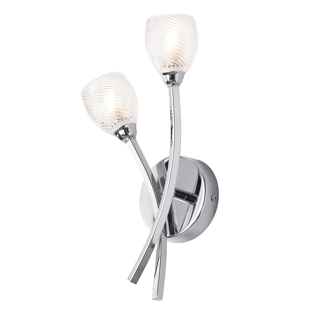 Litecraft Polished Chrome Catri Wall Light Bathroom Ip44 Rated 2 Arm Fitting