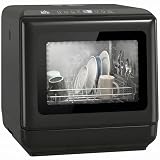 HOMCOM Tischgeschirrspüler, Mini-Geschirrspüler mit integriertem 6-Liter-Wassertank, 5 Programmen, Touch-Steuerung, LED-Display, 4 Gedecke, Dual-Wasserversorgung und Lufttrocknungsfunktion, Schwarz