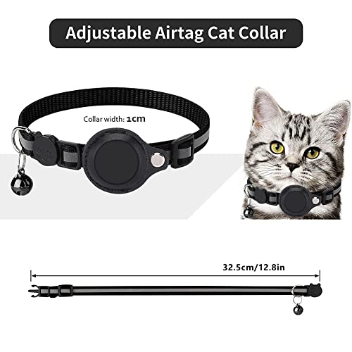 HOTMNTY Airtag Cat Collar,Reflective GPS with Bell Buckle, Adjustable Integrated Tracker Holder, Compatible with Apple Airtag,black - Image 2