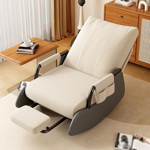 Mecedora de lactancia con reposapiés plegable y bolsillo lateral, sillón ajustable con respaldo alto para sala de estar, fácil montaje, diseño cómodo