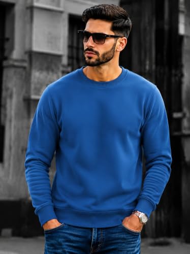 Image of Mack Jonney Men's Solid Winter Sweatshirt|Soft Fleece Fabric Full Sleeve Round Neck Sweatshirt|Stylish Casual Wear for Men-mj-281