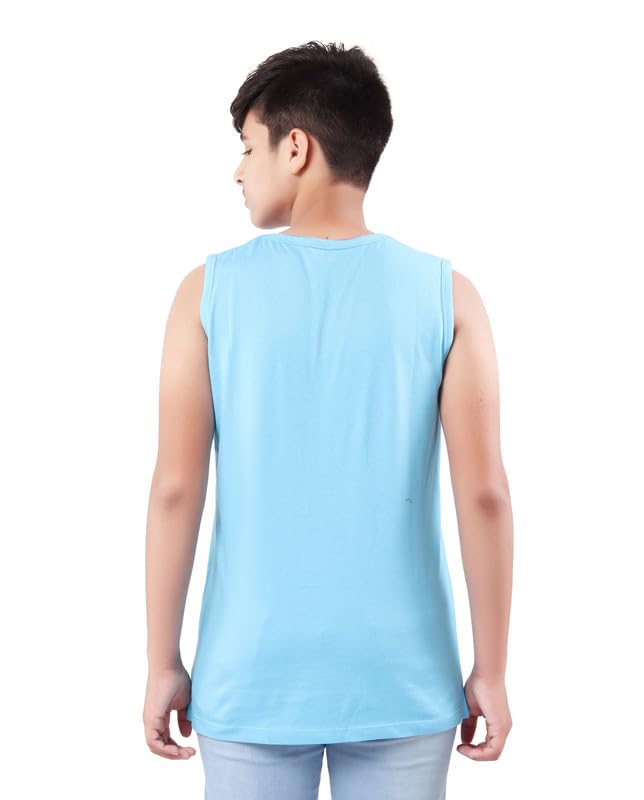Image of UNOseven Printed Cotton Sleeveless Vest /T-Shirt for Boys - Regular Fit (Pack of 1)