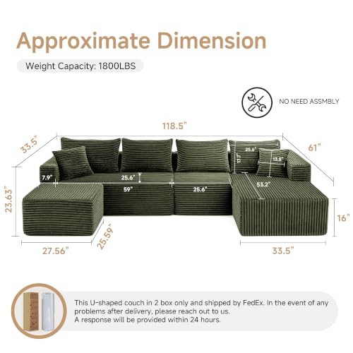 Image of 118 Inch Oversized U-Shaped Boneless Cloud Sectional Couch