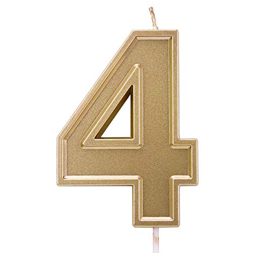 LUTER 3.94 Inches Oversized Birthday Candles Gold Glitter Birthday Cake Candles Number Candles