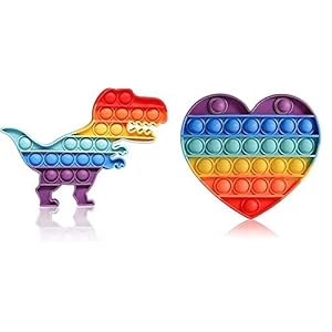 CHILLPISH Pop it Toys for Kids, Big Size Jumbo Pop It Push Bubble Sensory Toys to Relieve Stress & Anxiety for Special Education School Supplies, Kids and Adults (Heart + Dinosaur)