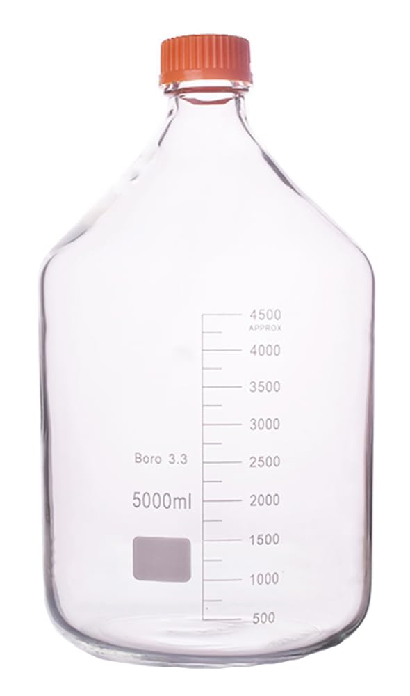 Donlab Orange Mbh5000 5000Ml Borosilicate Glass Graduated Reagent Bottle Autoclavable With Gl45 Screw Cap