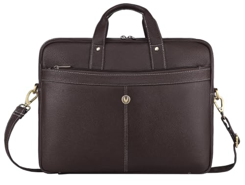 Image of WildHorn Genuine Leather Office Bag | 15.6-Inch Laptop Bag | Professional Leather Bag with Adjustable Straps, Multiple Compartments & Front and Back Zippers | 1-Year Warranty