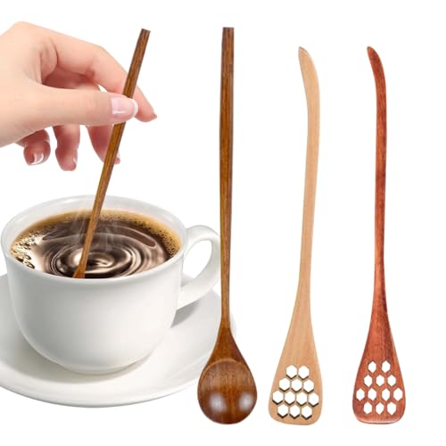 ハニースプーン 木製 - 3点セット ハニースプーン 木製かき混ぜ棒 | 多目的コーヒーかき混ぜ道具 収集分配ディッパー - キッチン 家庭 祝日 結婚式 パーティー用 ギフト
