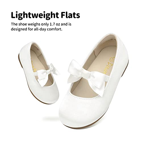 Dream Pairs Girls' Dress Shoes Mary Jane Front Bow Ballerina Flat Sophia-22 White Size 13 Little Kid #TOP25