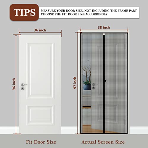 Yotache Screen Doors With Magnets Fits Door Size 36 X 96, Screen Size 38" X 97" Heavy Duty Screen Door Enjoy Fresh Air Black #TOP1