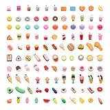 CLOCK KING 110Pcs 3D Food Erasers for Kids, All are Food Styles, Random Desktop Pets Toys Gifts, Mini Puzzle Classroom Rewards, Kids Party Favors Back to School Supplies