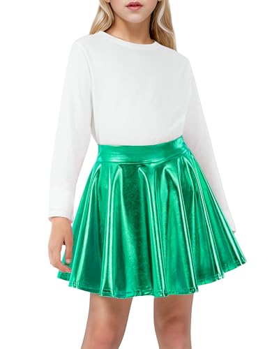 Kereda Girls Metallic Skater Skirts Shiny Flared Holographic Skort Green 7-8 Years thumb #2