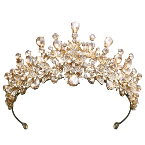 Corona de pelo para mujer barroca tiara de diamantes de imitación tocado novia