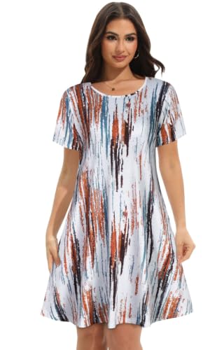 Image of Summer Dresses for Women Casual Tshirt Dress Beach Sundress with Pockets