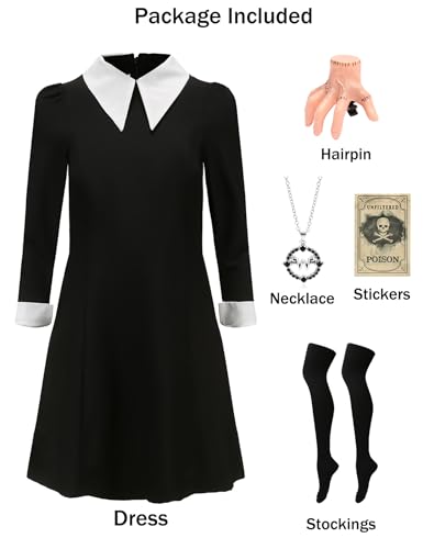 Disfraz negro suave para niñas con collar y accesorios miniatura 2