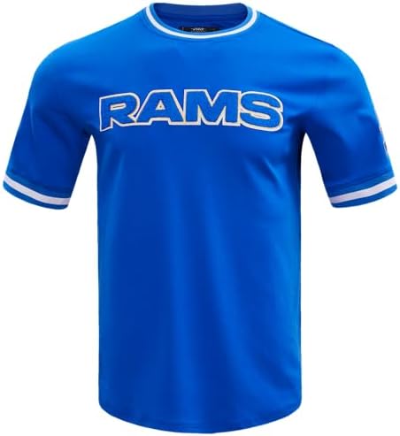 Pro Standard Mens NFL Los Angeles Rams Classic Chenille Kurzarm T‑Shirt Royalblau Blau M
