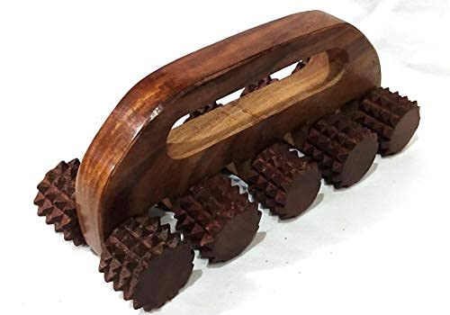 BOGEN LITE Wooden acupressure back massager back pain relief massager multi purpose body massager with 10 massage roller (DESIGN-1)