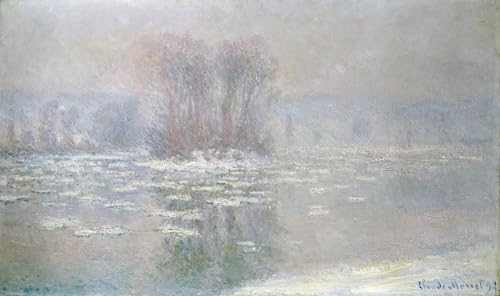Cuadro de lienzo de Hielo en Bennecourt por Claude Monet para decoraciones del hogar 60x90cm