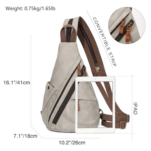 Image of KL928 PU Leather Sling Bag - Small Crossbody Backpack Shoulder Casual Daypack Rucksack for Men Women
