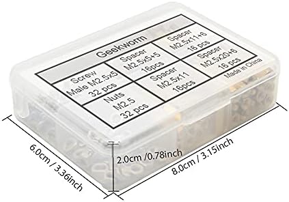 Geekworm Raspberry Pi Installation Tool 132 Pcs/Lot M2.5 Series Hex Brass Spacer/Standoff + Nuts + Screws for Raspberry Pi 4/3 Model B+(Plus) / 3B / Pi Zero W / 3A+ / ROCK Pi4 Accessories Kit