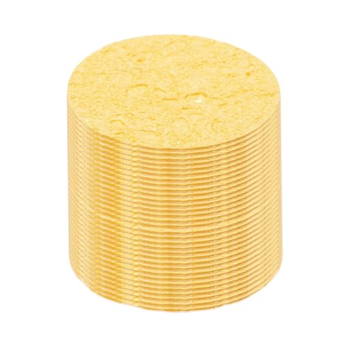 Image of MECCANIXITY 15PCS Soldering Sponge 50mm Round Deep Yellow Cleaning Pad Welding Tip Iron Replacement for Cleaning Soldering Iron 3mm Natural Thickness 14mm Water Absorption Thickness