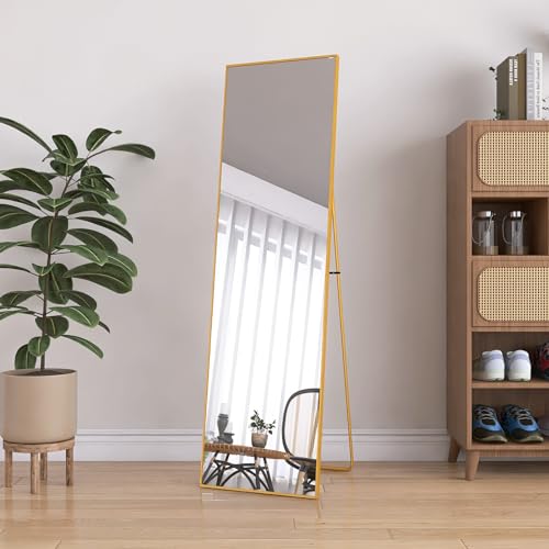 KRYZOR Specchio rettangolare per tutto il corpo 140 x 40 cm, specchio da pavimento 2 in 1 e da parete