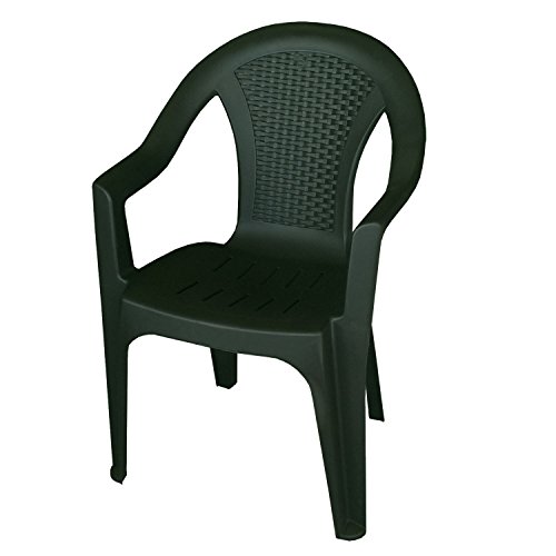 Sedia impilabile in rattan, da giardino, in plastica, per balconi, terrazze, colore: verde scuro