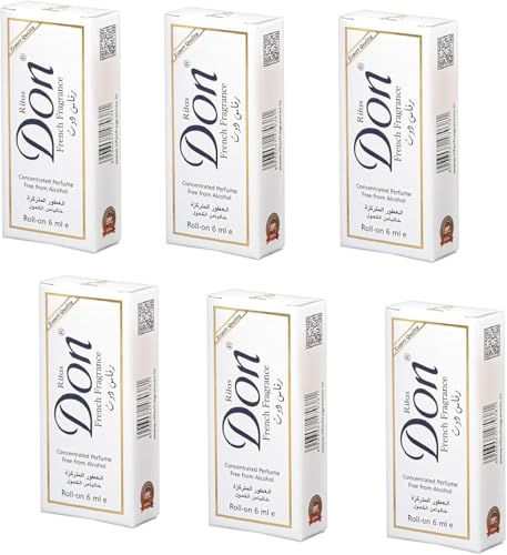 Rifas Don French Fragrance Roll-On Concentrated Perfume Oil Alcohol-Free 6ml Pack of 6 White