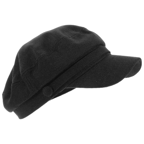 Chapeau d'été léger avec protection solaire béret rétro femme noir doublé satin M