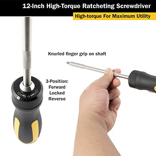 Titan 12220 12-Inch High-Torque Ratcheting Screwdriver #TOP3