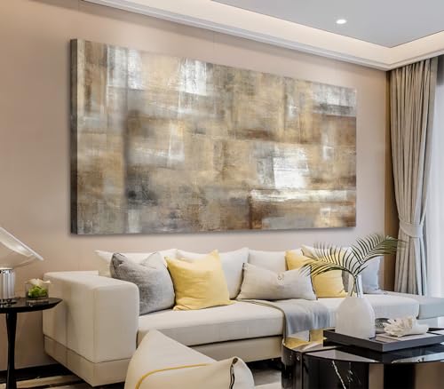 Brown Abstract Wall Art Canvas Prints White Grey Retro Abstract