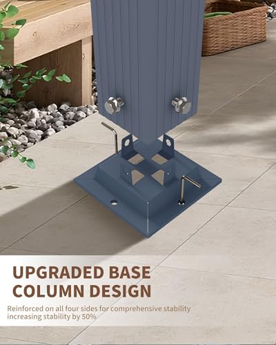Image of KYBOLT 10x10 Ft Outdoor Pergola Metal Gazebo with Retractable Canopy for Backyard Deck Patio Porch Grape Trellis(Blue)