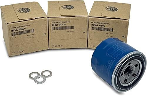 Image of Genuine OEM 26300-35505 ENGINE OIL FILTER & GASKET 3 PCS Set / 2630035505 for select HYUNDAI KIA models /Replaces 2630035500 2630035501 2630035502 2630035503 2630035504