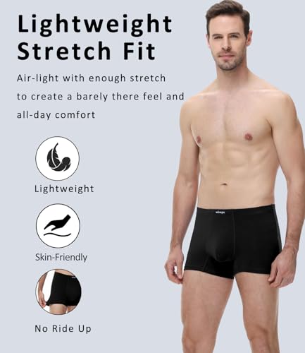 wirarpa Men's Cotton Trunks Underwear Short Leg Covered Band Boxer Briefs 4 Pack4