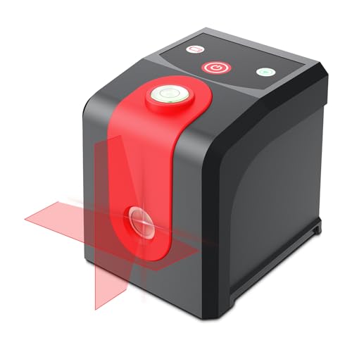 Uadme Niveau Laser Portable, Niveau Autonivelant avec Batterie Rechargeable, 2 Lignes Croix, Imperméable pour une Installation de Carreaux et de Plafond