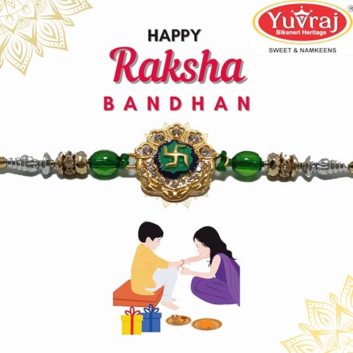 Image of Rakhi Premium Matal plate Bhiya Bhabhi Rakhi set of 7 dsn 3
