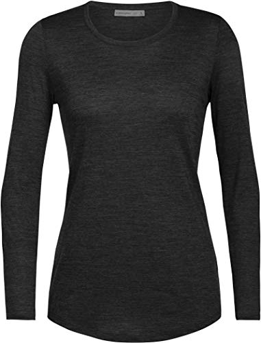 Icebreaker Merino Women's Sphere LS Low Crewe Shirt, Black Heather - Medium