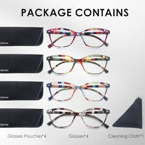 Image of HEEYYOK Women Reading Glasses 4 Pack Colorful 2.75 Readers,Beautiful Pattern Cat Eye Glasses for Reading Lightweigth Flexible Spring Hinge Well Wear Look Younger