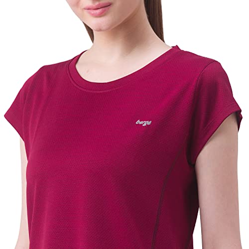 Image of berge' Ladies Jacquard Polyester Dry Fit Textured Western Shirts & Tshirts for Women, Quick Drying & Breathable Fabric, Gym Wear Tees & Workout Tops|Half Sleeve T-Shirt|Running Tshirts for Women