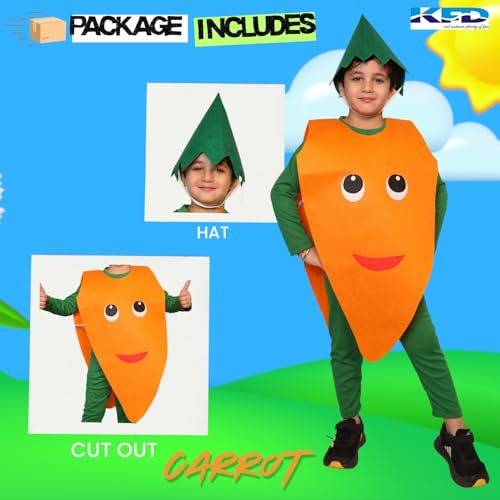 Image of Kaku Fancy Dresses Fruit and Vegetable Costume Paper Cutout with Cap For Kids | Healthy Food Costume For Boys & Girls (Tracksuit Not Included)