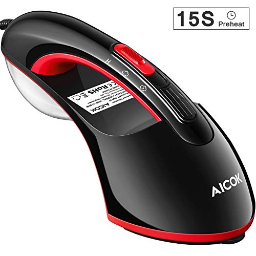 AICOK Plancha Ropa Vapor, Listo en 15 s Elimina Arrugas Salida, Fuerte motivación de Vapor Rápida, Plancha de Vapor Doble, 1500 W Potente Calefacción, 130ml Portátil para el Hogar y Viaje