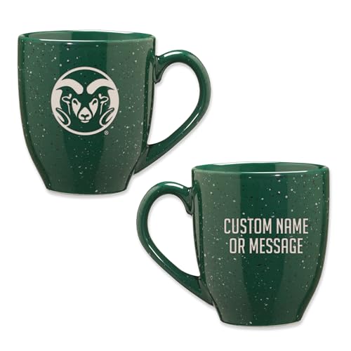 Image of Rico Industries NCAA Colorado State Rams Green Personalized 16 oz Team Color Laser Engraved Speckled Ceramic Coffee Mug