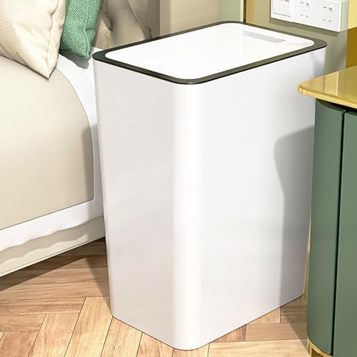 Caneca de basura rectangular blanca con tapa 15 L miniatura 3