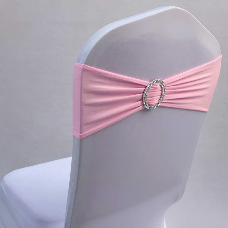 10 pz/50 pz Spandex Sedia da Sposa Bow Sash con Fibbia Rotonda per Il Partito Evento Hotel Sedia Decorazione Stretch Sedia Fascia Cravatta